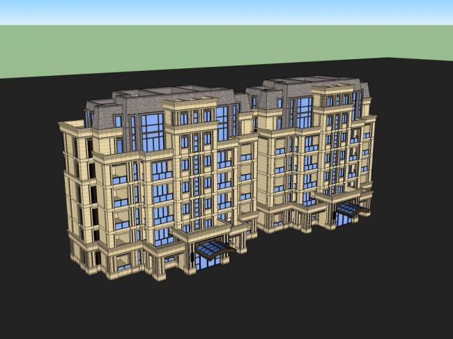 Sketchup住宅模型|多层公寓住宅，古典风格