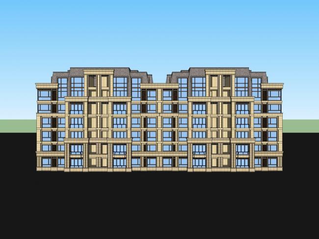 Sketchup住宅模型|多层公寓住宅，古典风格