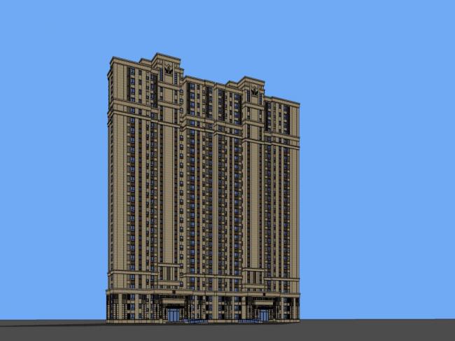 Sketchup住宅模型|高层住宅，现代风格，26层