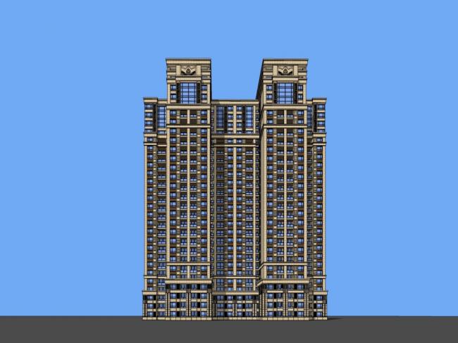 Sketchup住宅模型|高层住宅，现代风格，26层