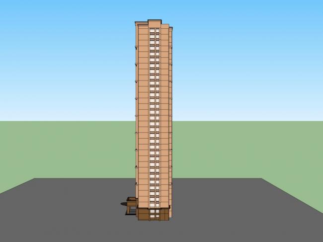 Sketchup住宅模型|高层住宅，现代风格，33层