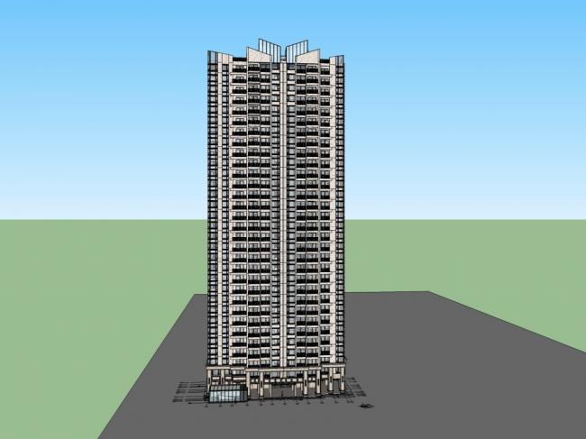 Sketchup住宅模型|高层住宅，现代风格，31层