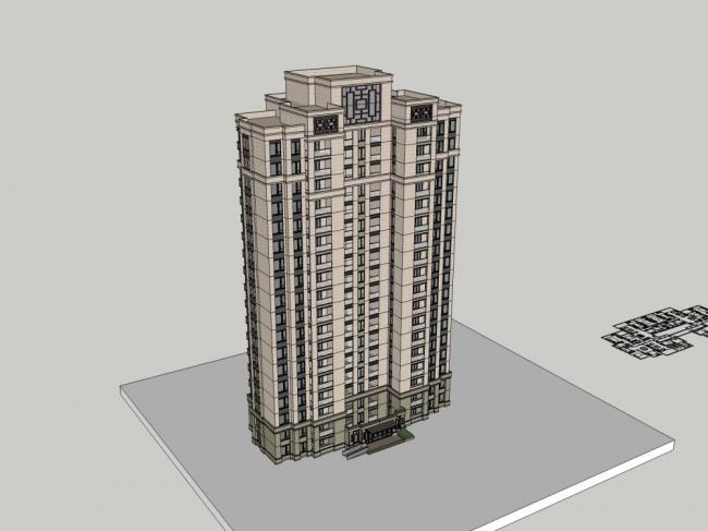 Sketchup住宅模型|高层住宅，古典风格，18层