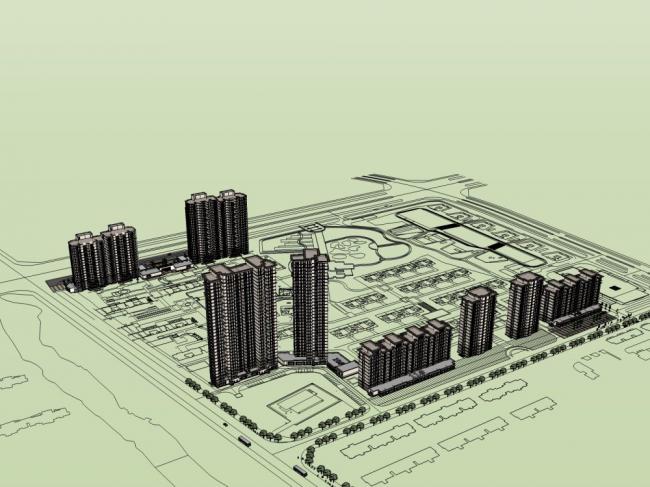 Sketchup住宅模型|高层住宅，现代风格