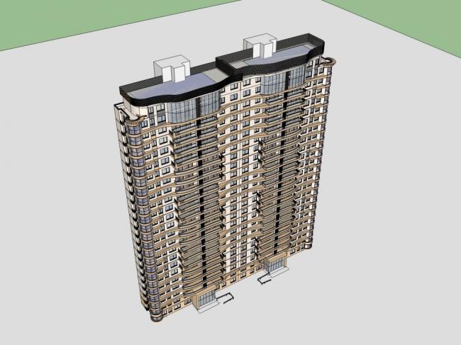 Sketchup住宅模型|高层住宅，现代风格，24层