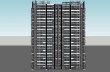 Sketchup住宅模型|高层住宅，现代风格，24层-BIM建筑网