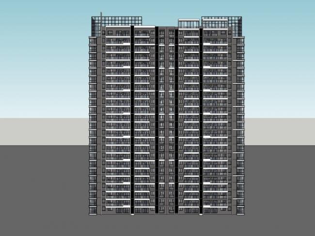 Sketchup住宅模型|高层住宅，现代风格，24层
