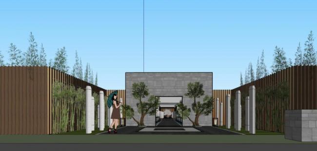 Sketchup住宅模型|小区入口，中式风格