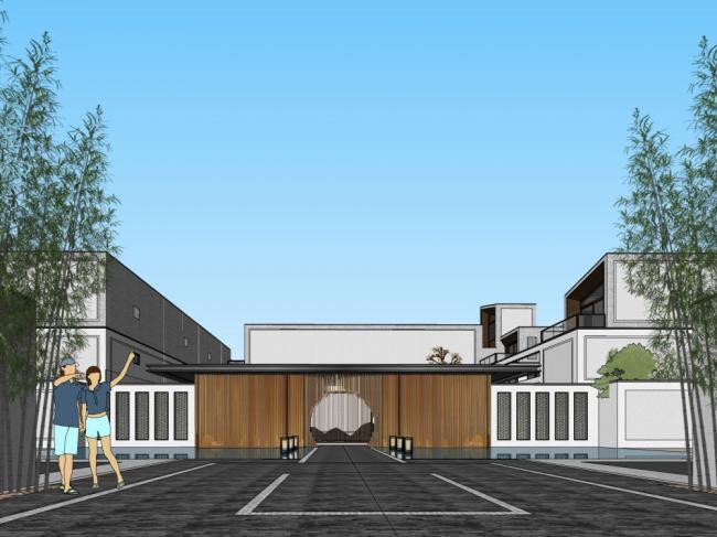 Sketchup住宅模型|小区入口，中式风格