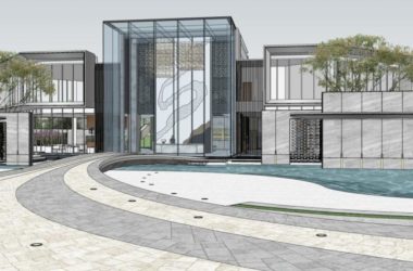 Sketchup商业模型|售楼处，新中式风格，商业建筑-BIM建筑网