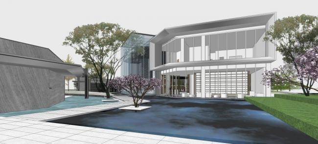 Sketchup商业模型|售楼处，新中式风格，商业建筑