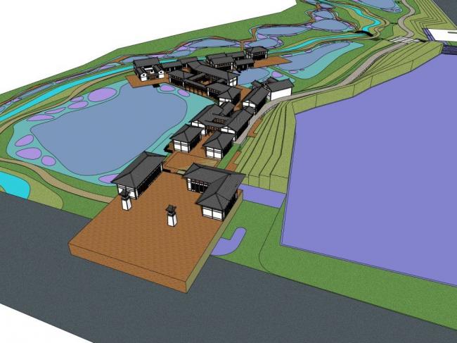 Sketchup商业模型|商业街，中式风格