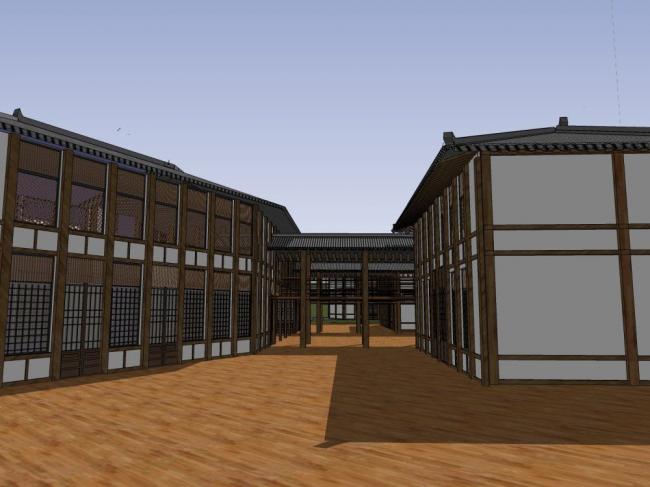 Sketchup商业模型|商业街，中式风格