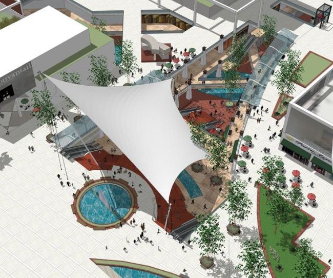 Sketchup商业模型|下沉商业广场，现代风格