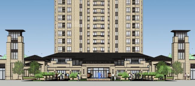 Sketchup商业模型|售楼处，会所，新古典风格，底商，景观园林