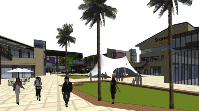 Sketchup商业模型|滨河商业街，滨水，多层，现代风格