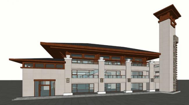 Sketchup商业模型|多层商业会所，中式风格