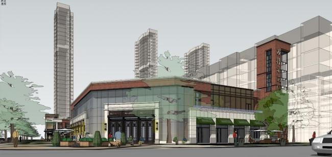 Sketchup商业模型|多层商业建筑，新古典风格