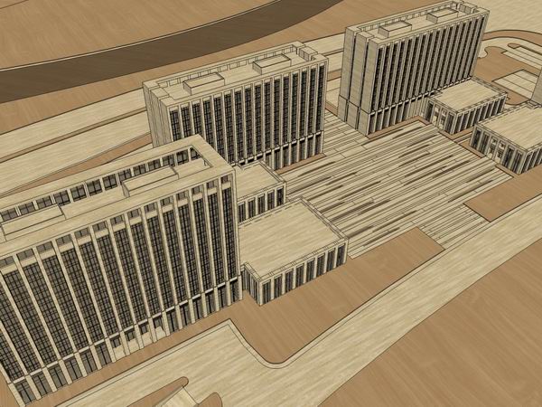 Sketchup办公模型|高层办公楼，现代风格