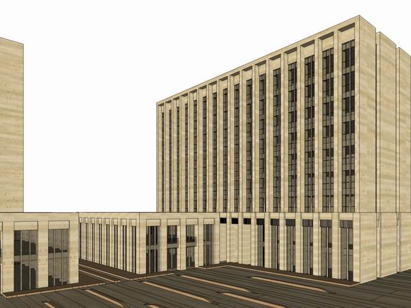 Sketchup办公模型|高层办公楼，现代风格