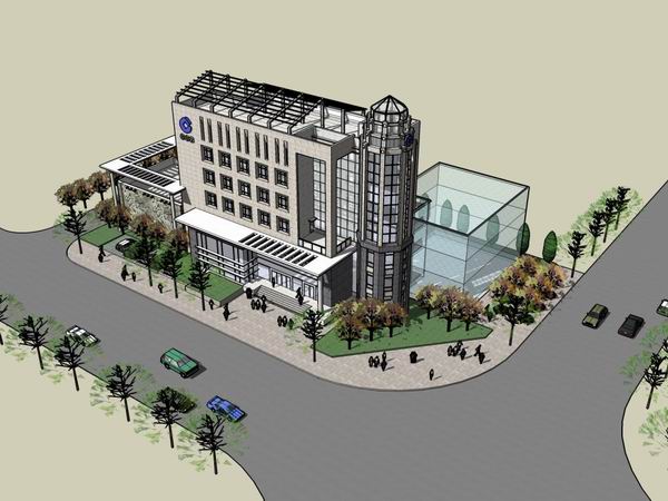 Sketchup办公模型|多层办公楼，现代风格