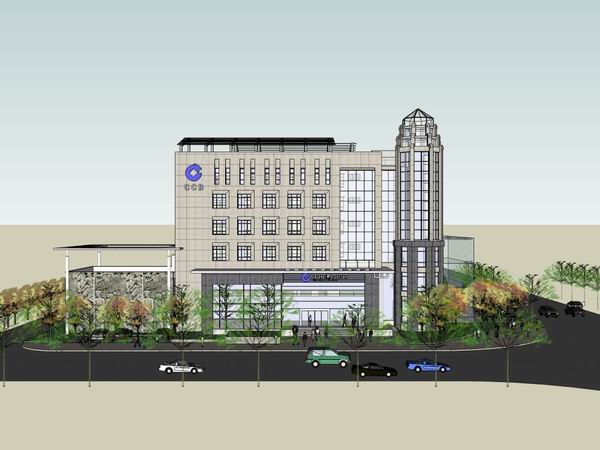 Sketchup办公模型|多层办公楼，现代风格