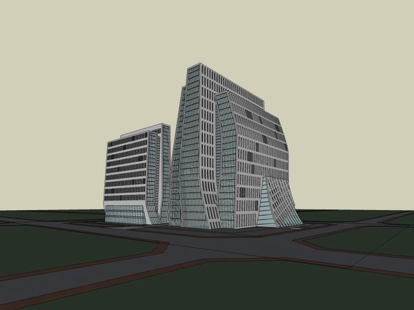 Sketchup办公模型|高层办公楼，现代风格