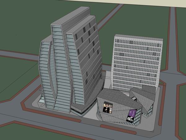 Sketchup办公模型|高层办公楼，现代风格