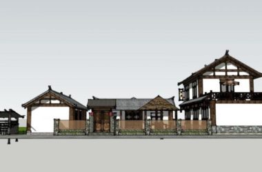 Sketchup酒店模型|多层民宿，中式风格，酒店建筑-BIM建筑网