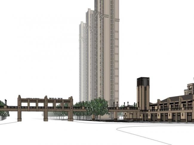 Sketchup商业模型|低层会所，古典风格