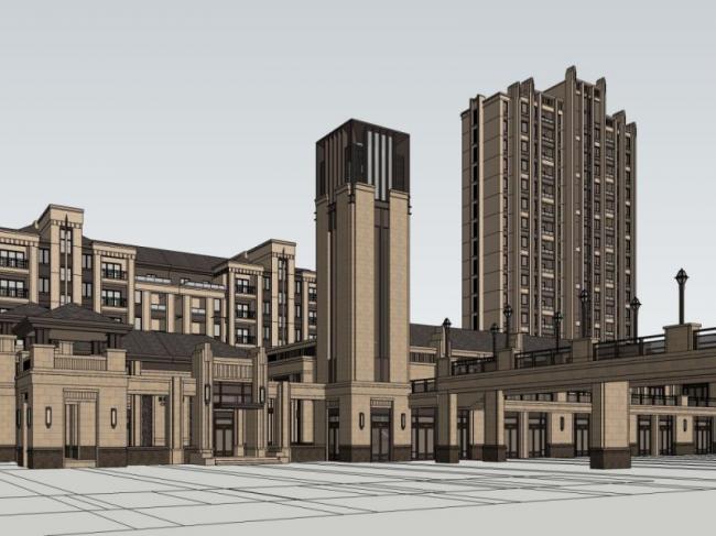 Sketchup商业模型|低层会所，古典风格