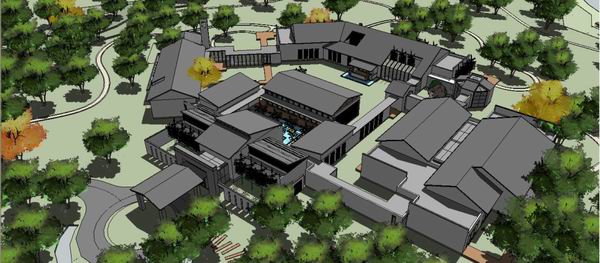 Sketchup酒店模型|多层度假酒店，现代古典风格