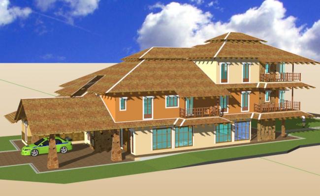 Sketchup酒店模型|多层酒店式度假别墅，古典风格