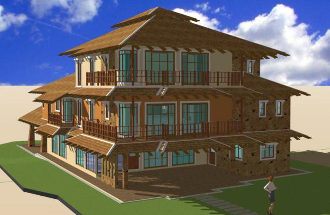 Sketchup酒店模型|多层酒店式度假别墅，古典风格