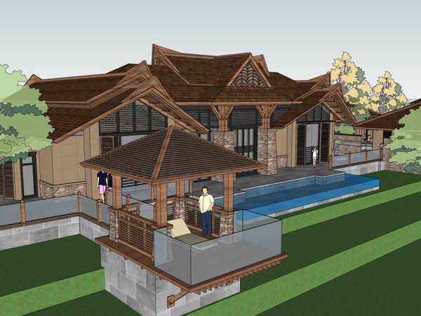 Sketchup酒店模型|酒店别墅院落，古典风格