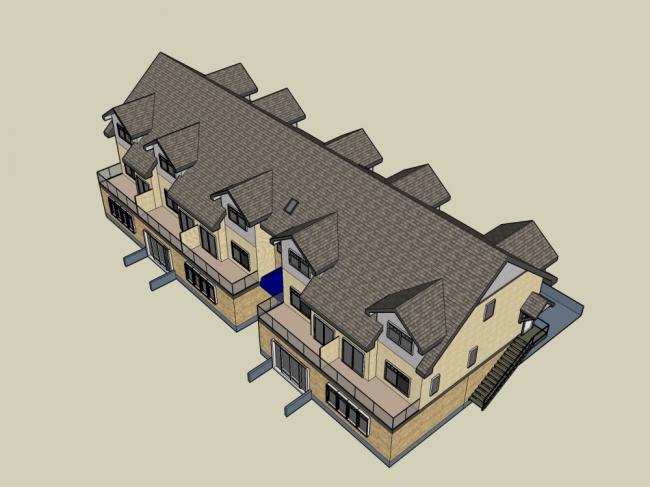 Sketchup住宅模型|多层会所，住宅，古典风格