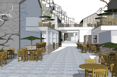 Sketchup商业模型|多层沿河商业街，现代风格-BIM建筑网