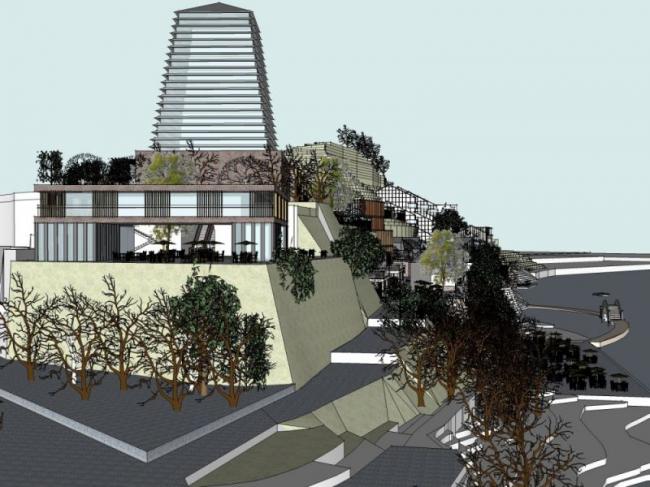 Sketchup商业模型|多层沿河商业街，现代风格