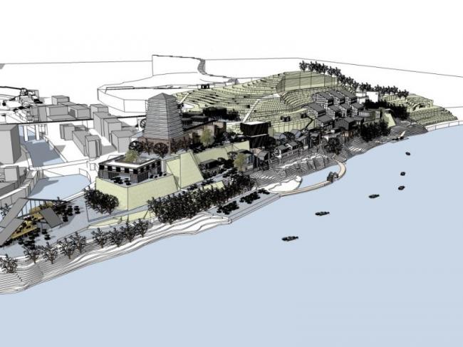 Sketchup商业模型|多层沿河商业街，现代风格