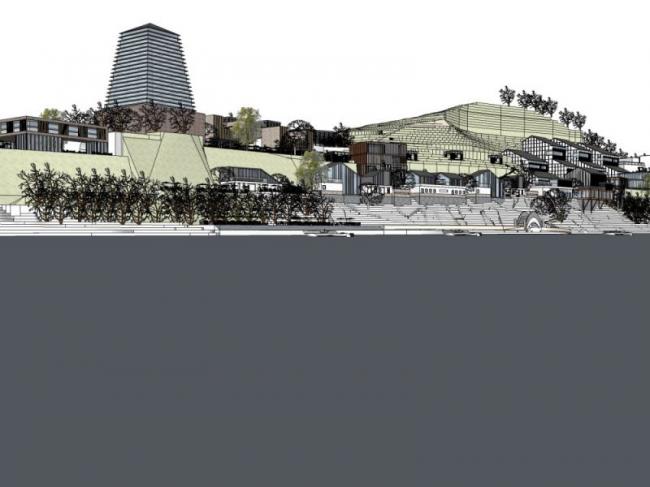 Sketchup商业模型|多层沿河商业街，现代风格