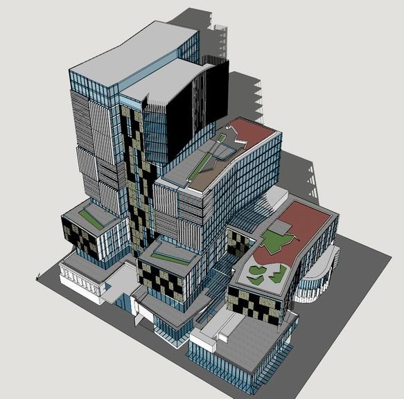 Sketchup综合体模型|多层高层混合，商业中心，综合体，现代风格
