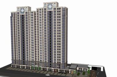 Sketchup住宅模型|高层住宅，底层商铺，现代风格，23层-BIM建筑网