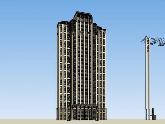 Sketchup住宅模型|高层住宅，古典风格，26层