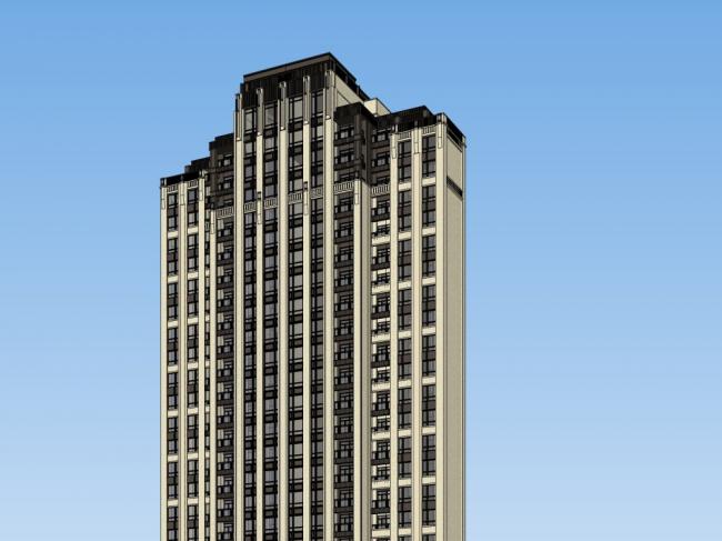 Sketchup住宅模型|高层住宅，古典风格，26层