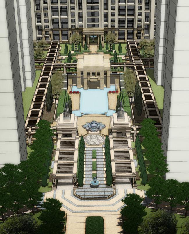 Sketchup住宅模型|高层住宅，古典风格，18层