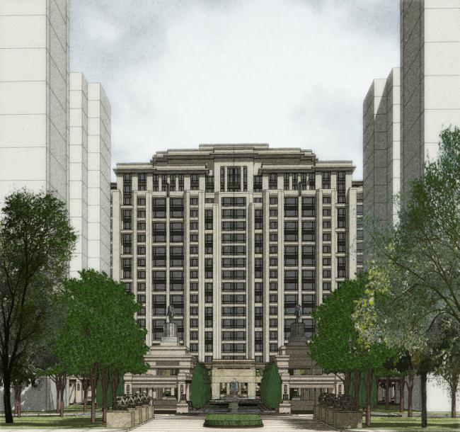 Sketchup住宅模型|高层住宅，古典风格，18层