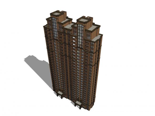 Sketchup住宅模型|高层住宅，古典风格，26层
