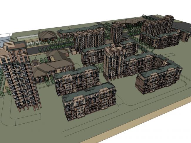 Sketchup住宅模型|高层住宅楼，古典风格，18层