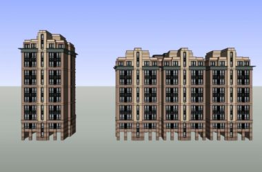 Sketchup住宅模型|高层住宅小区，古典风格，11层-BIM建筑网