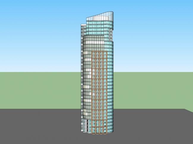 Sketchup住宅模型|超高层住宅，现代风格，33层